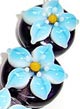 Бусины стеклянные лэмпворк (венецианские, lampwork) Темно-лиловый диск с голубым цветком