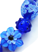 Бусины стеклянные лэмпворк, набор "Орхидея крупная синяя"