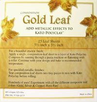 Поталь (паталь, имитатор сусального золота) свободная в книжках "Золото" Kato Polyclay