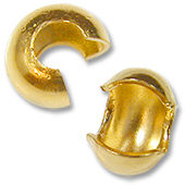 Бусины металлические, уголки зажимные (кримп, crimp) 4мм, 10 шт. цвет – золотой.